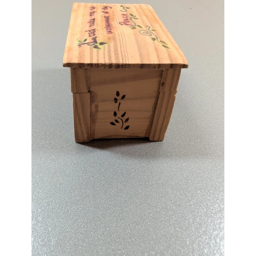 Handmade‎ Wooden Trinket Box Lord Make Me An Instrument Of Thy Peace Rel Gift